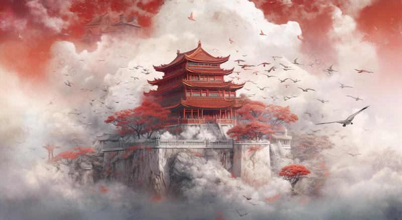 国潮风甘肃省兰州白塔山插画,插画/手绘图,插画/手绘图库,插画/手绘图下载,插画/手绘